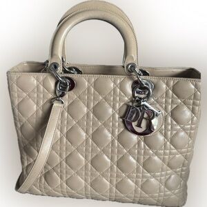 Dior Tan Quilted Tote Bag